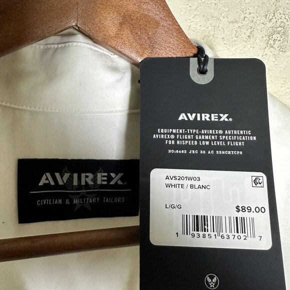 Avirex Short Sleeve Shirt Men L White Button Up Military Tailored Indie w Tags - Picture 2 of 11